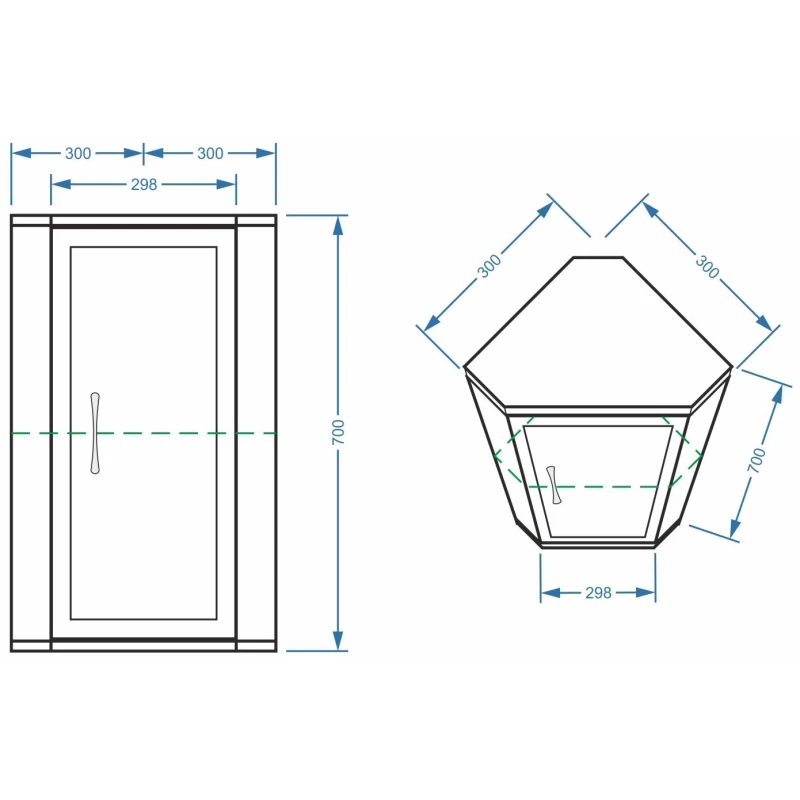Шкаф угловой одностворчатый подвесной 30x70 см белый глянец/белый матовый Stella Polar Концепт SP-00000142