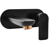 Смеситель для раковины Rav Slezak Vltava VT435CMATZ встраиваемый, без донного клапана, золотой/черный матовый