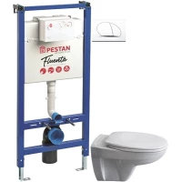 Комплект подвесной унитаз 40006460B + 40006460S + система инсталляции 40006356 + 40006357 Pestan Basic SET40006460PW