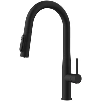 Смеситель для кухни Kaiser Vita 43344-9 с подключением к фильтру, выдвижным изливом, черный матовый