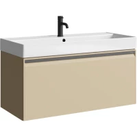 Тумба с раковиной Aqwella 5 Stars Pure PUR0110KS + 4610119205164 100 см, подвесная, капучино светлый матовый