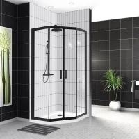 Душевой уголок 90x90 см BelBagno UNO-195-P-2-90-C-NERO прозрачное