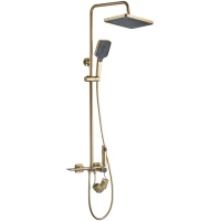Душевая система Rea Helix REA-P6621 300x200 мм, со смесителем, золотой матовый