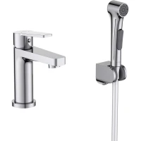 Смеситель для раковины Aquatek Лугано AQ1712CR с гигиеническим душем, без донного клапана, хром