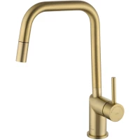 Смеситель для кухни Wonzon & Woghand WW-6018-BG с выдвижным изливом, золотой матовый