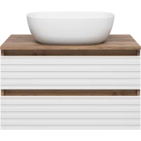 Тумба под раковину Brevita Dakota DAK-09070-19/01-2Я 70,4 см, подвесная, со столешницей, белый матовый/дуб галифакс