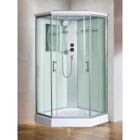 Душевая кабина WeltWasser Nesse 1002 10000003281 100x100x217 см, с крышей, низкий поддон, профиль матовый хром, стекло прозрачное