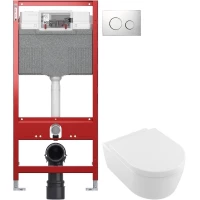 Комплект подвесной унитаз Villeroy & Boch Avento 5656HR01 + система инсталляции Tece 9300302 + 9240921
