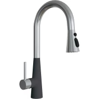 Смеситель для кухни Florentina Вита Про 313.29Н.1223.102 с выдвижным изливом, нержавеющая сталь/черный