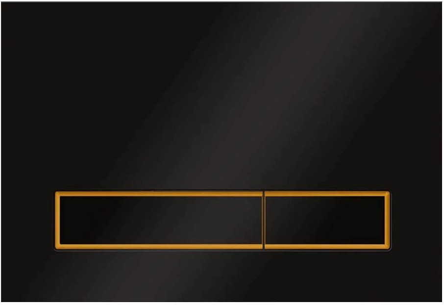 Смывная клавиша Veconi Square Design черный матовый/золотой матовый/черный матовый VFSD003BLG
