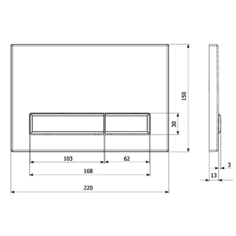 Смывная клавиша Veconi Square Design черный матовый/золотой матовый/черный матовый VFSD003BLG