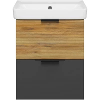 Тумба под раковину Misty Форест Э-Фор-09050-0219-2Я 44,4 см, подвесная, дуб вотан/антрацит матовый