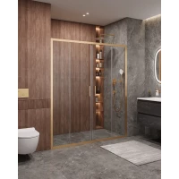 Душевая дверь Cezares Molveno MOLVENO-BF-2-170-C-BORO-IV 170 см, профиль золотой матовый, стекло прозрачное