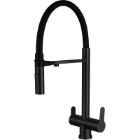 Смеситель для кухни Zorg SZR-3030 BLACK с подключением к фильтру, гибким изливом, черный