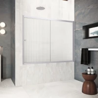 Шторка на ванну Vegas Glass ZV Protec 150 07 Moru 150 см, профиль матовый хром, стекло рифленое