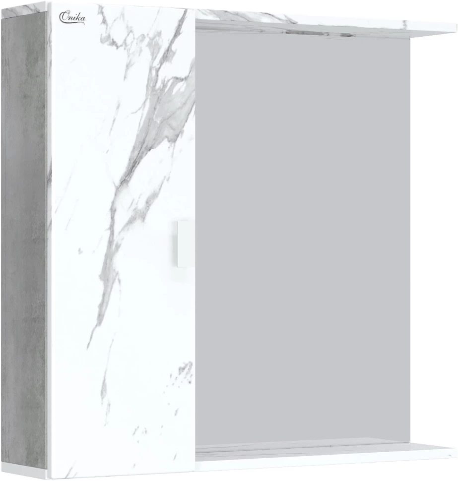 Зеркальный шкаф 75x71 см мрамор/камень бетонный L/R Onika Марбл 207524