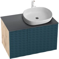 Тумба с раковиной дуб веллингтон/бриз матовый 80 см Grossman Альба 108012 + GR-3015