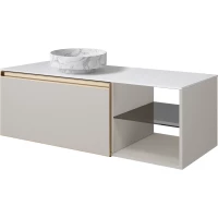 Тумба с раковиной Armadi Art Quatro Cashmere 790-M6-120-CM-MG + 792-120-W + 801-CLCT 121 см L , подвесная, со столешницей, кашемир матовый