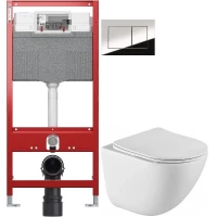 Комплект подвесной унитаз BelBagno Amanda BB051CHR + BB051SC + система инсталляции TECE 9300302 + 9240401