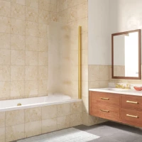 Шторка на ванну Vegas Glass EV LUX 70 09 02 R 70 см R, профиль золотой, стекло шиншилла