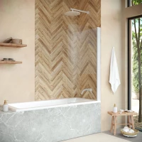 Шторка на ванну Vegas Glass EV NOVO 76 01 01 76 см, профиль белый, стекло прозрачное