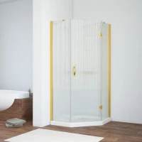 Душевой уголок Vegas Glass AFA-Pen NOVO 90 03 Moru R 90x90 см R, профиль золотой матовый, стекло рифленое
