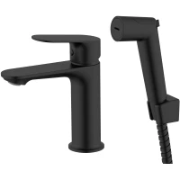 Смеситель для раковины Voda Shore SHR27HB с гигиеническим душем, черный матовый