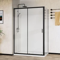 Душевой уголок Vincea City VSR-5CT9011CLB 110x90 см, профиль черный матовый, стекло прозрачное