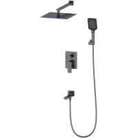 Душевой комплект Oliveeka D OL-939003-BGM 300 мм, со смесителем, оружейная сталь матовый