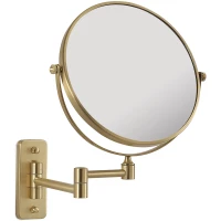 Зеркало косметическое Gedy Gaia CO2024(88) с 3x увеличением, настенное, золотой матовый