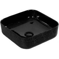 Раковина-чаша CeramaLux D1303H004 39x39 см, накладная, черный глянец