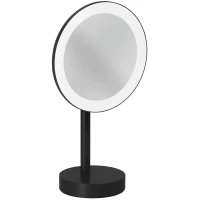 Зеркало косметическое Kludi Vela R 5899539F с 3x увеличением, настольное, с подсветкой, выключателем, черный матовый