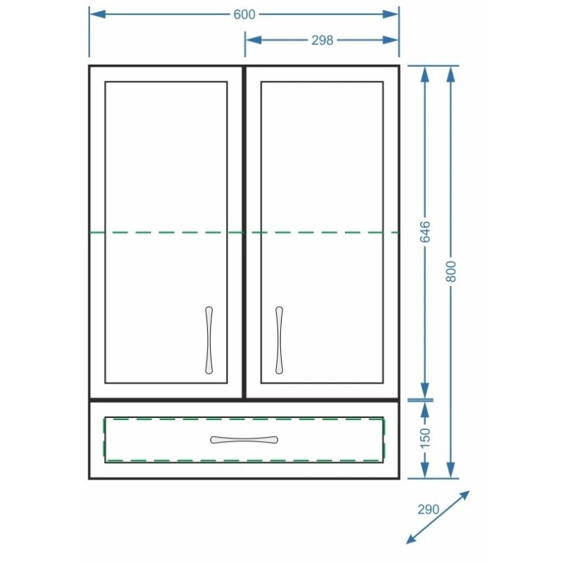 Шкаф двустворчатый подвесной 60x80 см белый глянец/белый матовый Stella Polar Концепт SP-00000141