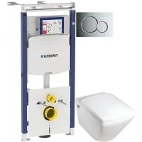 Комплект подвесной унитаз Jacob Delafon Escale E1306-00 + система инсталляции Geberit 111.362.00.5 + 115.770.21.5