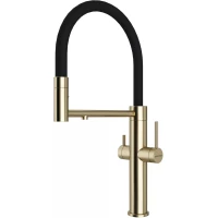 Смеситель для кухни Paulmark Nexus Ne213999-LG с подключением к фильтру, гибким изливом, светлое золото