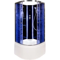 Душевая кабина 100x100x208 см Deto BM4510NLEDBLACK матовое с прозрачным узором