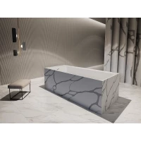 Ванна из литьевого мрамора Abber Blitz AS9502GB 180x80 см, отдельностоящая, белый мрамор