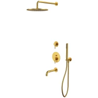 Душевой комплект Whitecross Y YSET07GLB 300 мм, со смесителем, золотой матовый