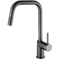 Смеситель для кухни Wonzon & Woghand WW-6018-BGG с выдвижным изливом, темный графит матовый