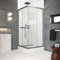Душевой уголок Vegas Glass ZA Protec 85 06 01 85x85 см, профиль оружейная сталь матовый, стекло прозрачное