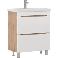 Тумба под раковину Vigo Grani 203 дуб золотой 76,6 см, напольная, белый глянец/дуб золотой