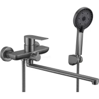 Смеситель для ванны Fmark FS8824Q универсальный, с душевым гарнитуром, графит