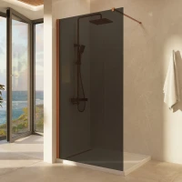 Душевая перегородка Vincea Walk-In VSW-1H900CGBC 90 см, профиль медь матовая, стекло тонированное