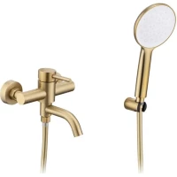 Смеситель для ванны Prohanss P31.30.03 с душевым гарнитуром, золотой матовый