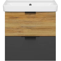 Тумба под раковину Misty Форест Э-Фор-09060-0219-2Я 54,5 см, подвесная, дуб вотан/антрацит матовый