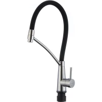 Смеситель для кухни Fmark FS8255A-01 с гибким изливом, хром/черный