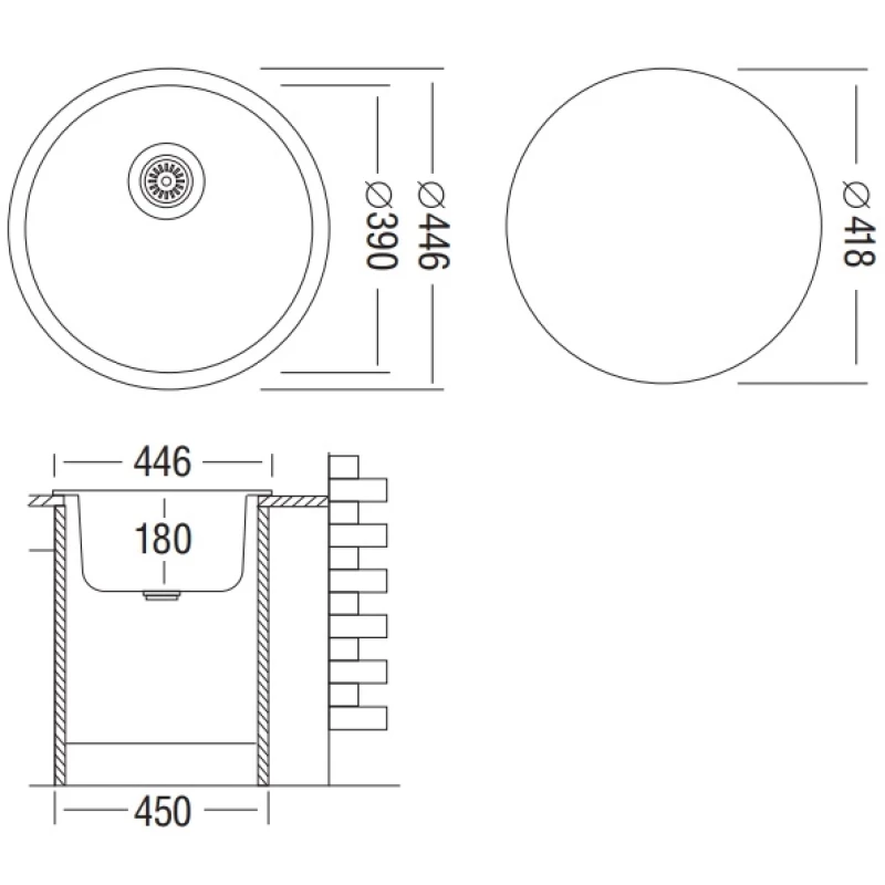 Кухонная мойка декоративная сталь Ukinox Фаворит FAL446 -GT6K 0C