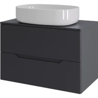 Тумба с раковиной Orange Line Li-70TugMDF+B04-600W 70,2 см, подвесная, со столешницей, графит матовый