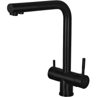 Смеситель для кухни Zorg SZR-7039 BLACK с подключением к фильтру, черный