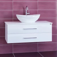 Тумба с раковиной белый глянец 100 см Санта Вегас 226017L + Gamma56